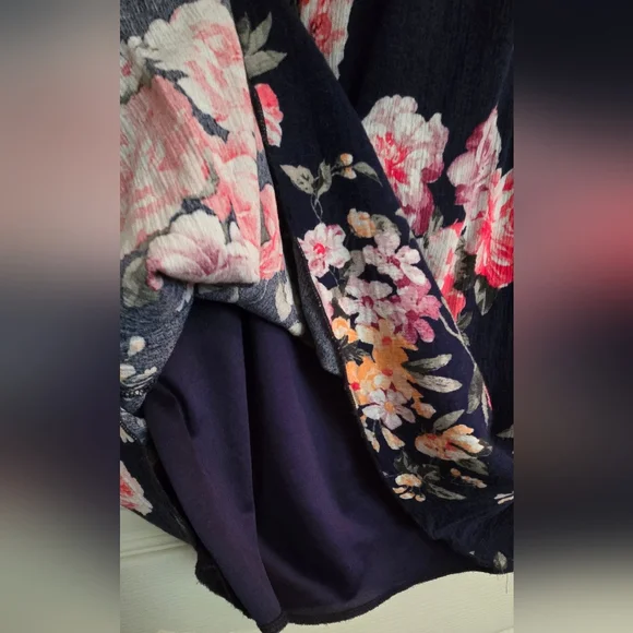 Charlotte Russe Off The Shoulder Short Sleeve Blue Floral Swing Mini Dress - Picture 6 of 6